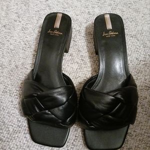 Sam Edelman Black Leather Heeled Slides